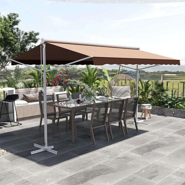Braune Terrassenmarkise mit Gelenkarm, 4x3M Gartenschirm