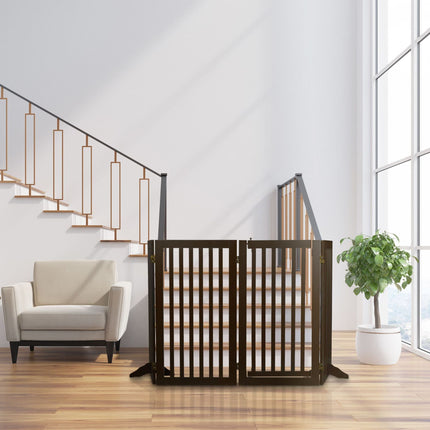 Portail de sécurité marron avec porte 92 cm