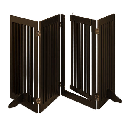 Portail de sécurité marron avec porte 92 cm