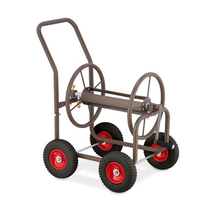 Brown steel hose cart
