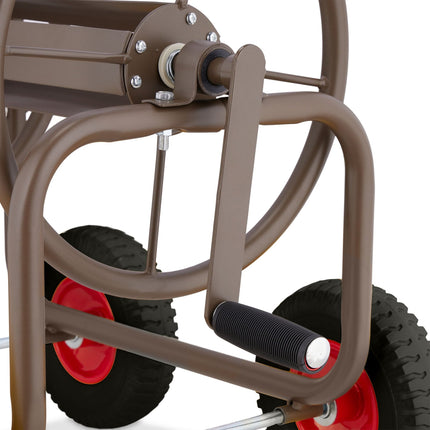 Brown steel hose cart