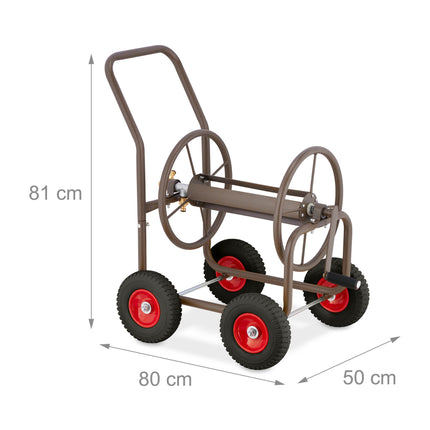 Brown steel hose cart