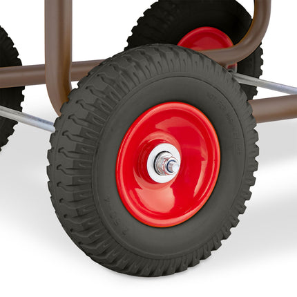 Brown steel hose cart