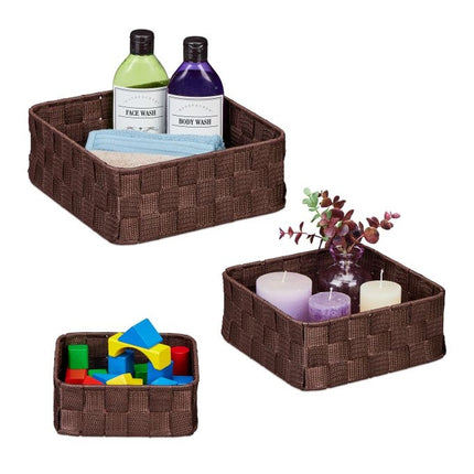 Brown storage basket set of 3