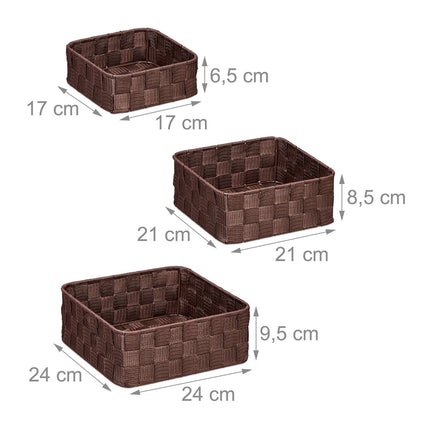 Brown storage basket set of 3