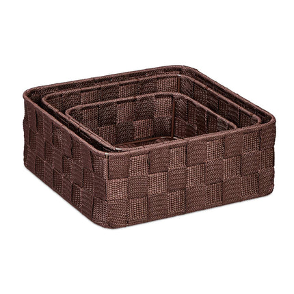 Brown storage basket set of 3