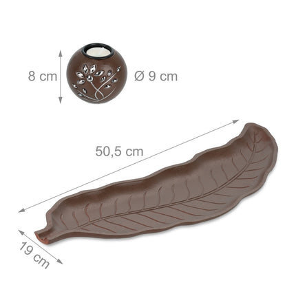 Brauner Teelichthalter mit Tablett