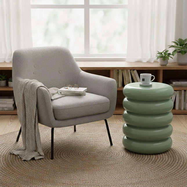 Kovový odkládací stolek a taburet s bublinkovým designem
