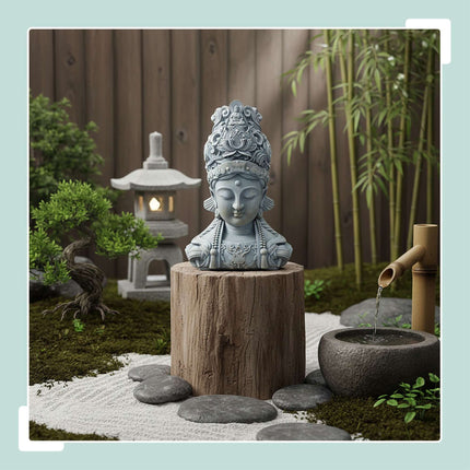 Buddha Büste Skulptur, 44cm, wetterfestes Polyresin