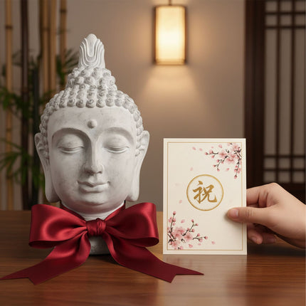 Buddha-Kopf Skulptur, 78cm, wetterfestes Polyresin