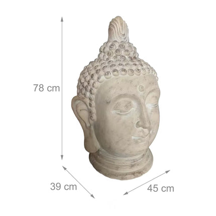 Buddha-Kopf Skulptur, 78cm, wetterfestes Polyresin