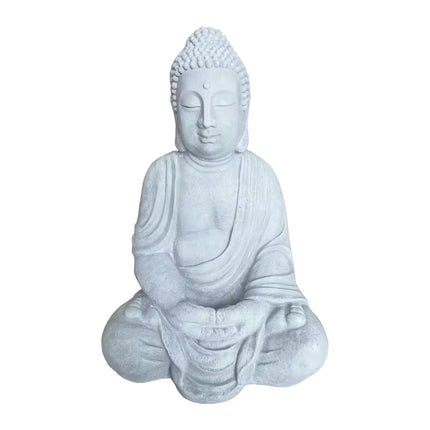Buddha Statue, 70 cm, Stone-Grey, Weather-Resistant