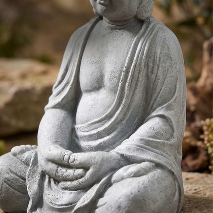 Buddha Statue, 70 cm, Stone-Grey, Weather-Resistant