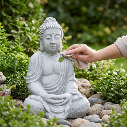 Buddha Statue, 70 cm, Stone-Grey, Weather-Resistant