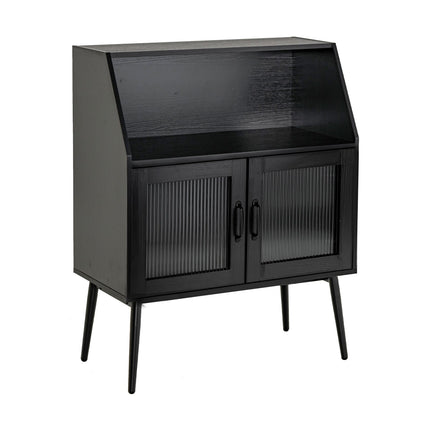 Anrichte Buffetschrank, 2 Glastüren, Schwarz