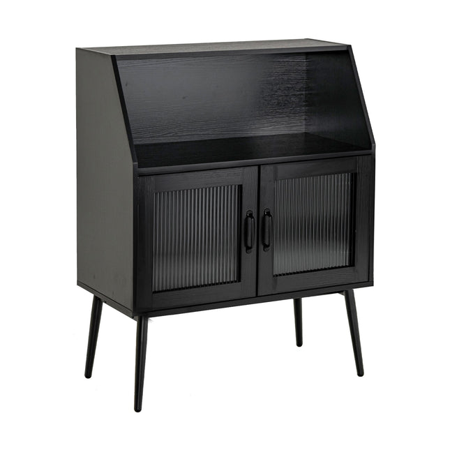 Anrichte Buffetschrank, 2 Glastüren, Schwarz
