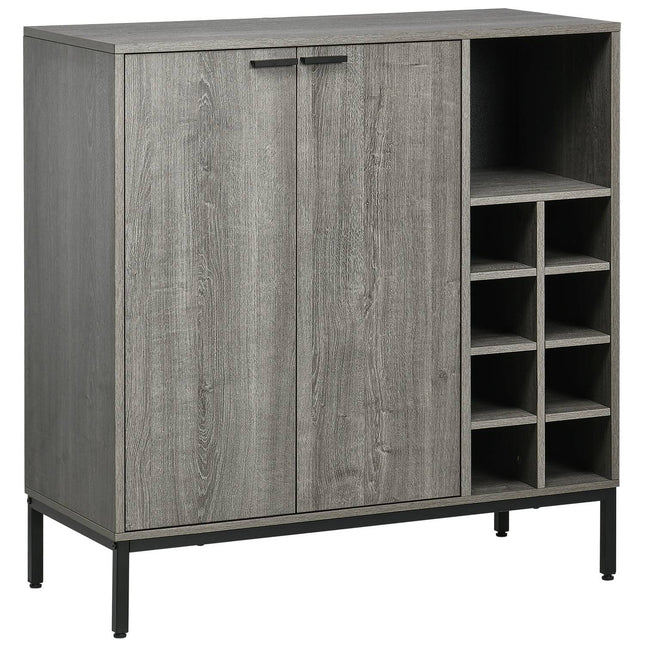 Graues Buffetschrank mit Weinregal, verstellbaren Einlegeböden