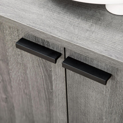 Buffet avec casier à vin, gris, avec étagères réglables et protection anti-basculement, 86,4 x 40 x 91,4 cm