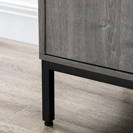 Buffet avec casier à vin, gris, avec étagères réglables et protection anti-basculement, 86,4 x 40 x 91,4 cm