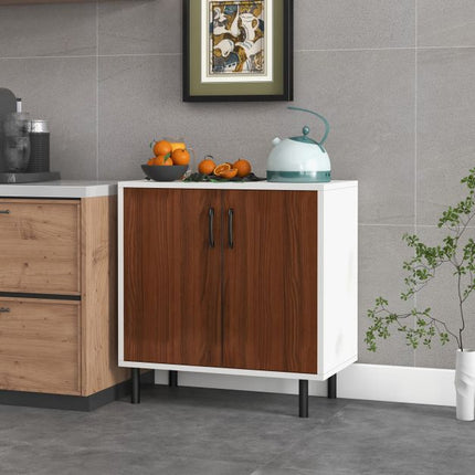 Buffet Cabinet with 5-Position Adjustable Shelf, White Walnut