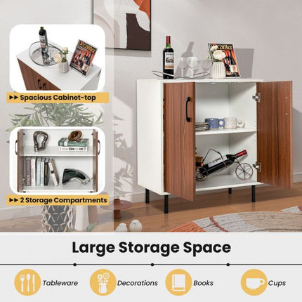 Buffet Cabinet with 5-Position Adjustable Shelf, White Walnut