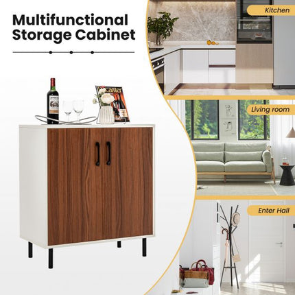 Buffet Cabinet with 5-Position Adjustable Shelf, White Walnut