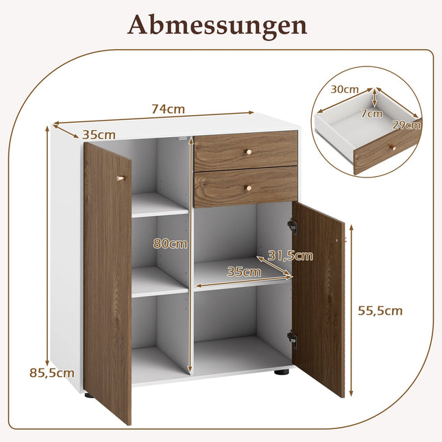 Buffetschrank mit verstellbaren Einlegeböden und Schubladen