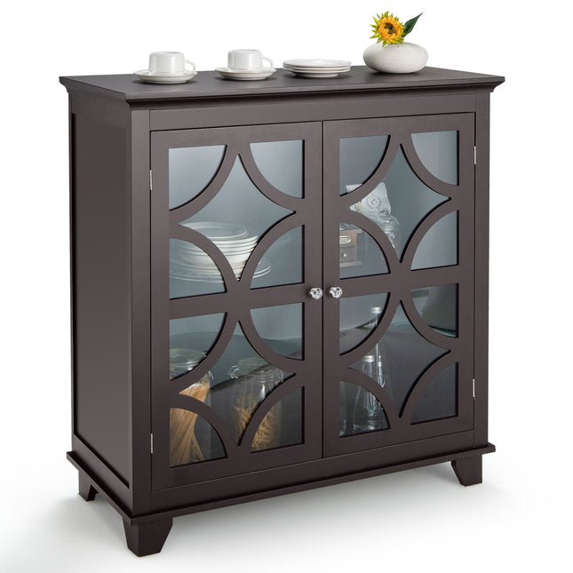 Anrichte Sideboard Aufbewahrungsschrank mit Glastüren, MDF