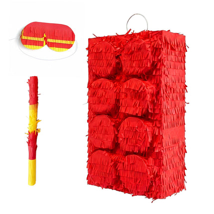 Building Block Piñata Set with Stick & Mask