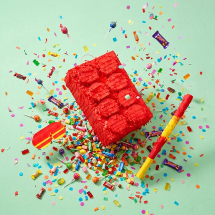 Building Block Piñata Set with Stick & Mask