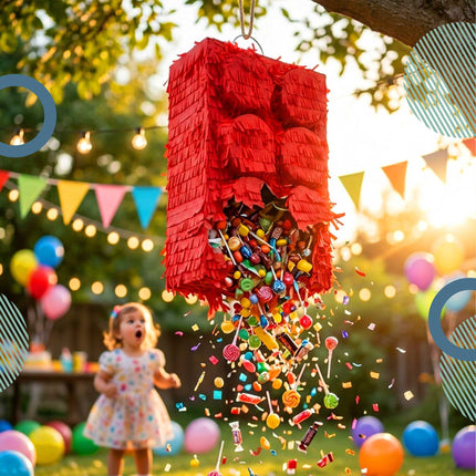 Building Block Piñata Set with Stick & Mask
