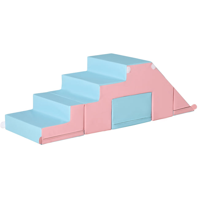 Foam building blocks, table and chairs, reconfigurable, pink/blue