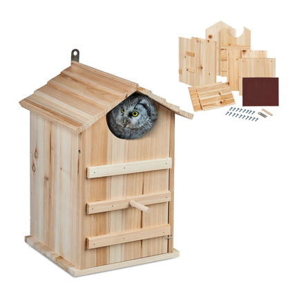 Building kit for nest box for owl