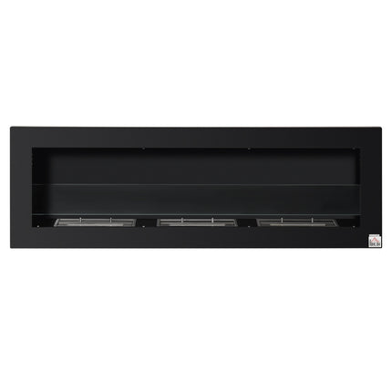 Einbau-Ethanol-Kamin, 3 Brenner, 120cm, Schwarz
