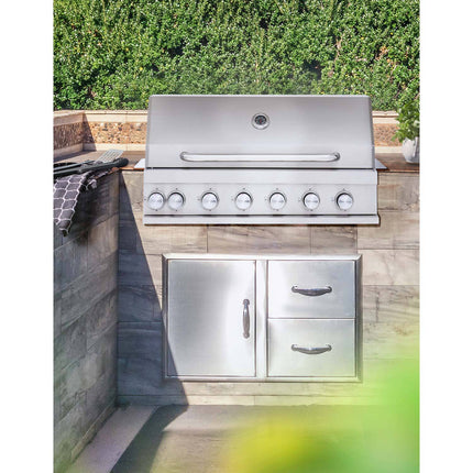 Einbau-Gasgrill, 6 Brenner, Edelstahl, 95x46 cm