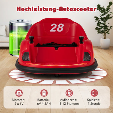 Autoscooter für Kinder Elektro Autoscooter mit blinkenden LED Lichtern Rot