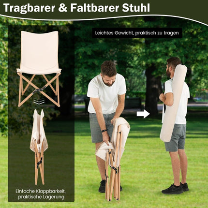 Schmetterling Klappstuhl-Set, 2-teilig, Bambus, Beige, 150 kg Tragkraft