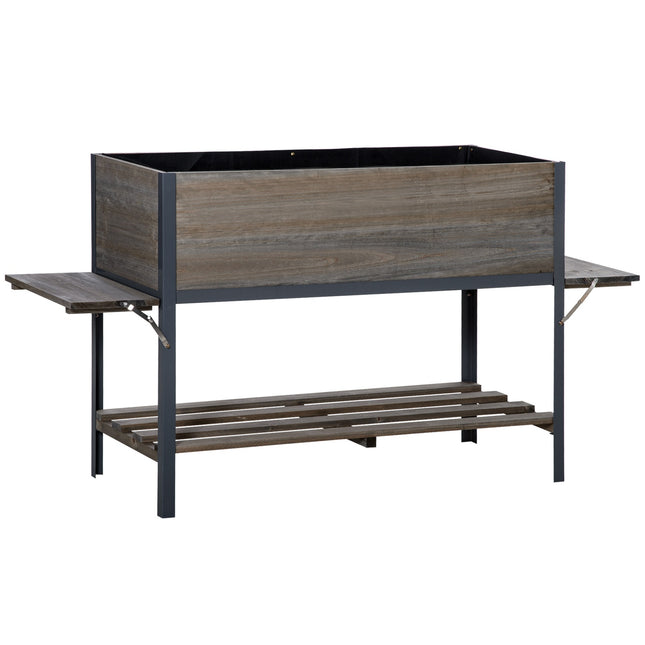 Hochbeet mit abnehmbaren Ablagen, Massivholz, 140cm