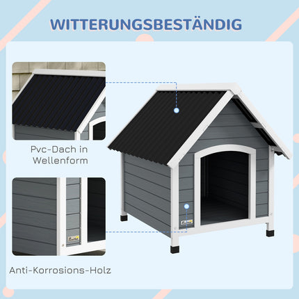 Mittlere Hundehütte, Fichtenholz, wetterfest, Asphaltdach
