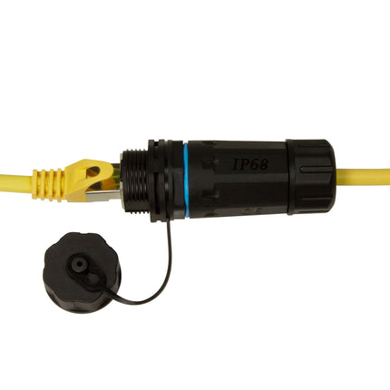 CAT6A Schraubanschluss Outdoor 2 x RJ45 IP68 mit Kabeltülle