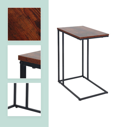 C-Shaped Side Table, Wood-Effect Top, Metal Frame