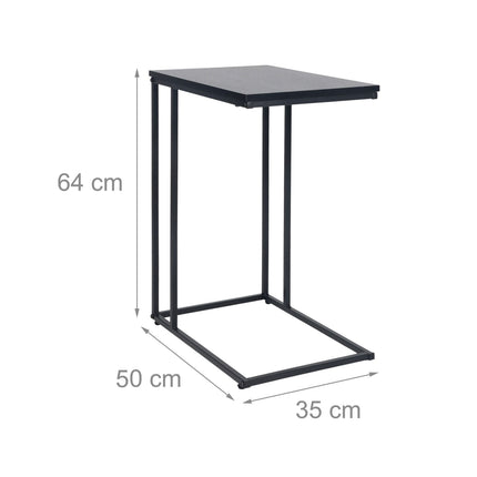 C-Shaped Side Table, Wood-Effect Top, Metal Frame