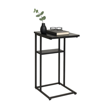 C-Shaped Side Table with 2 Shelves for Sofa & Bed