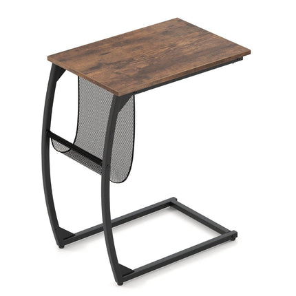 Odkládací stolek tvaru C s kapsou, úsporný design
