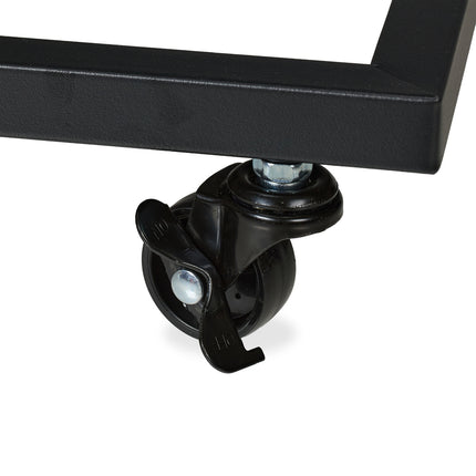 C-Shaped Side Table with Wheels, Metal and MDF