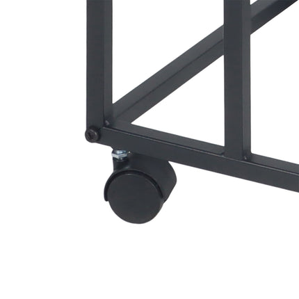 C-Shaped Side Table with Wheels – Wood-Effect, Metal Frame