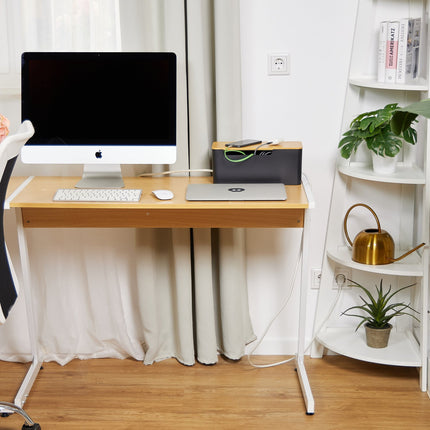 Kabel-Organizer-Box mit Bambusdeckel, Schwarz
