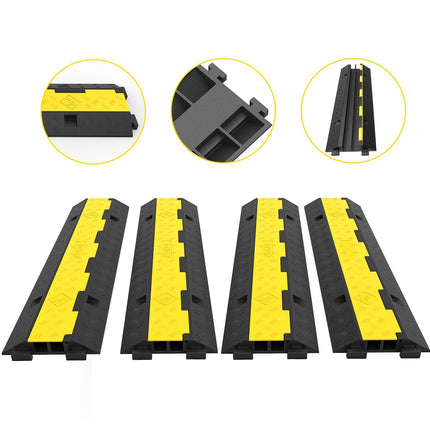 Cable Protector Ramp, 4-Pack 2-Channel, 11,000 Lb