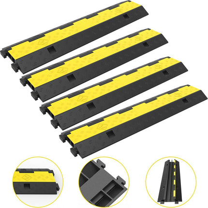 Cable Protector Ramp, 4-Pack 2-Channel, 11,000 Lb
