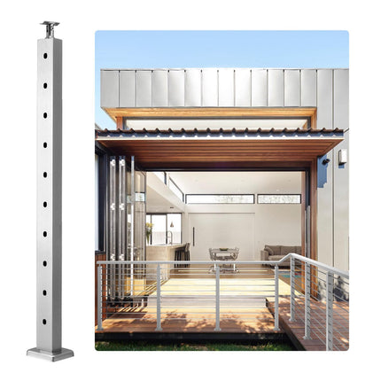 Cable Railing Post 36 Inch SUS304, 10 Horizontal Holes